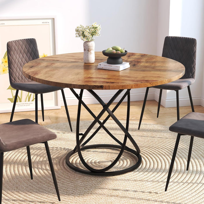 FONDHOUSE 47 inch Modern Round Large Wood Dining Table for 4-6.AWS-205