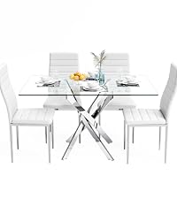 FONDHOUSE 5 Piece Dining Table and Chairs Set for 4.AWS-021-1+011-2-4（Black）