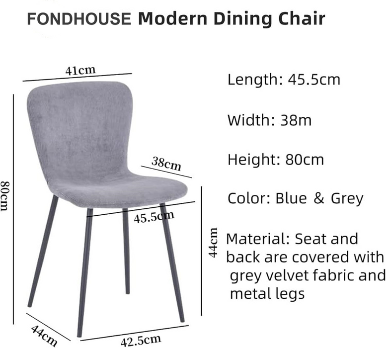 FONDHOUSE Modern Upholstered Velvet Dining Chair Set of 4 .AWS-148-1-4（Grey）