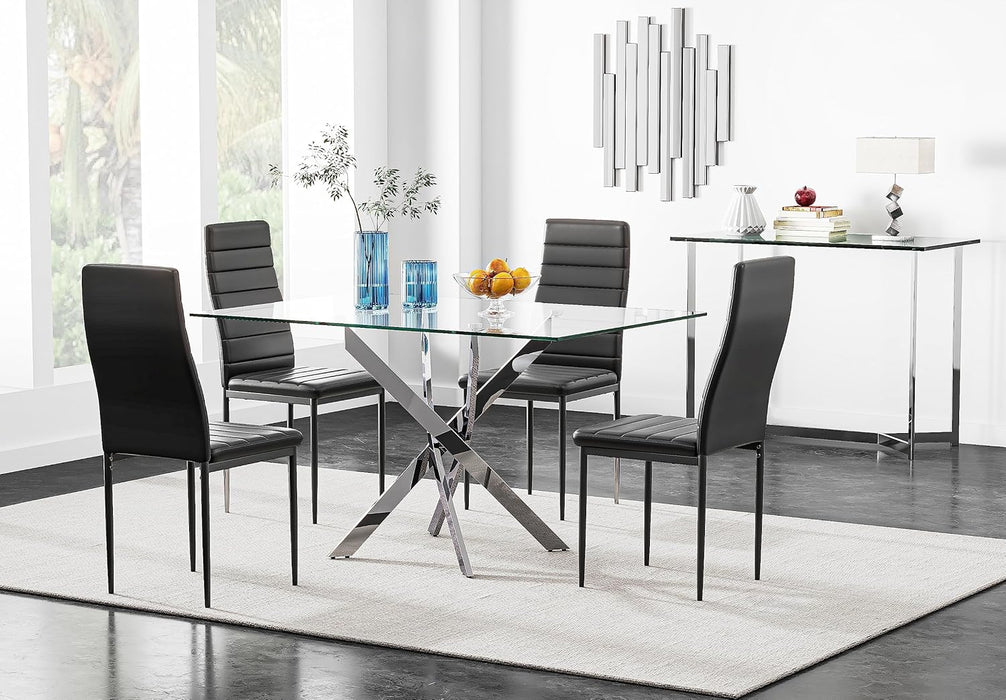 FONDHOUSE Black Modern Dining Chairs Set of 4.AWS-011-2-4（Black）