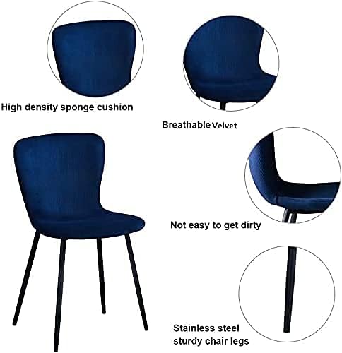 FONDHOUSE Modern Upholstered Velvet Dining Chair Set of 4 .AWS-148-2-4（Blue）