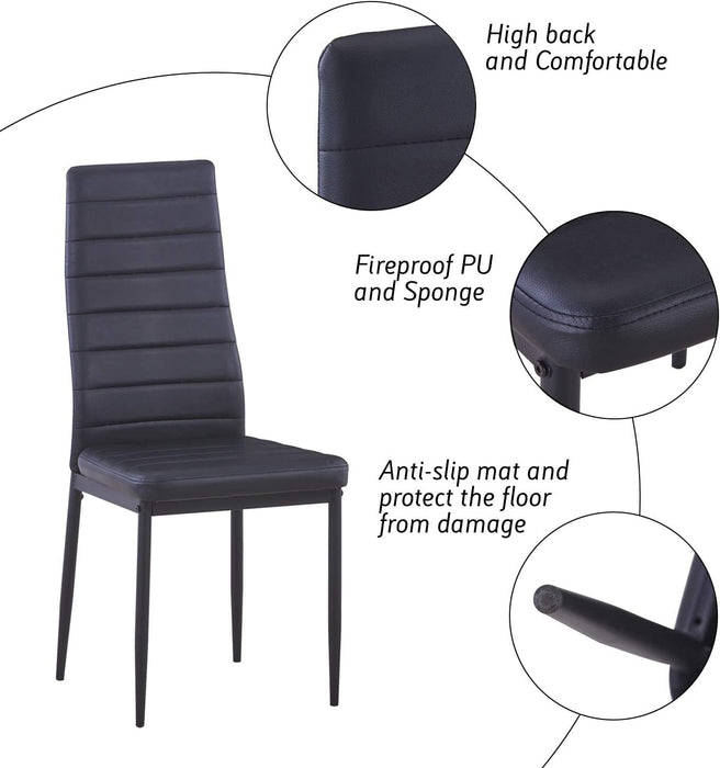 FONDHOUSE Black Modern Dining Chairs Set of 4.AWS-011-2-4（Black）