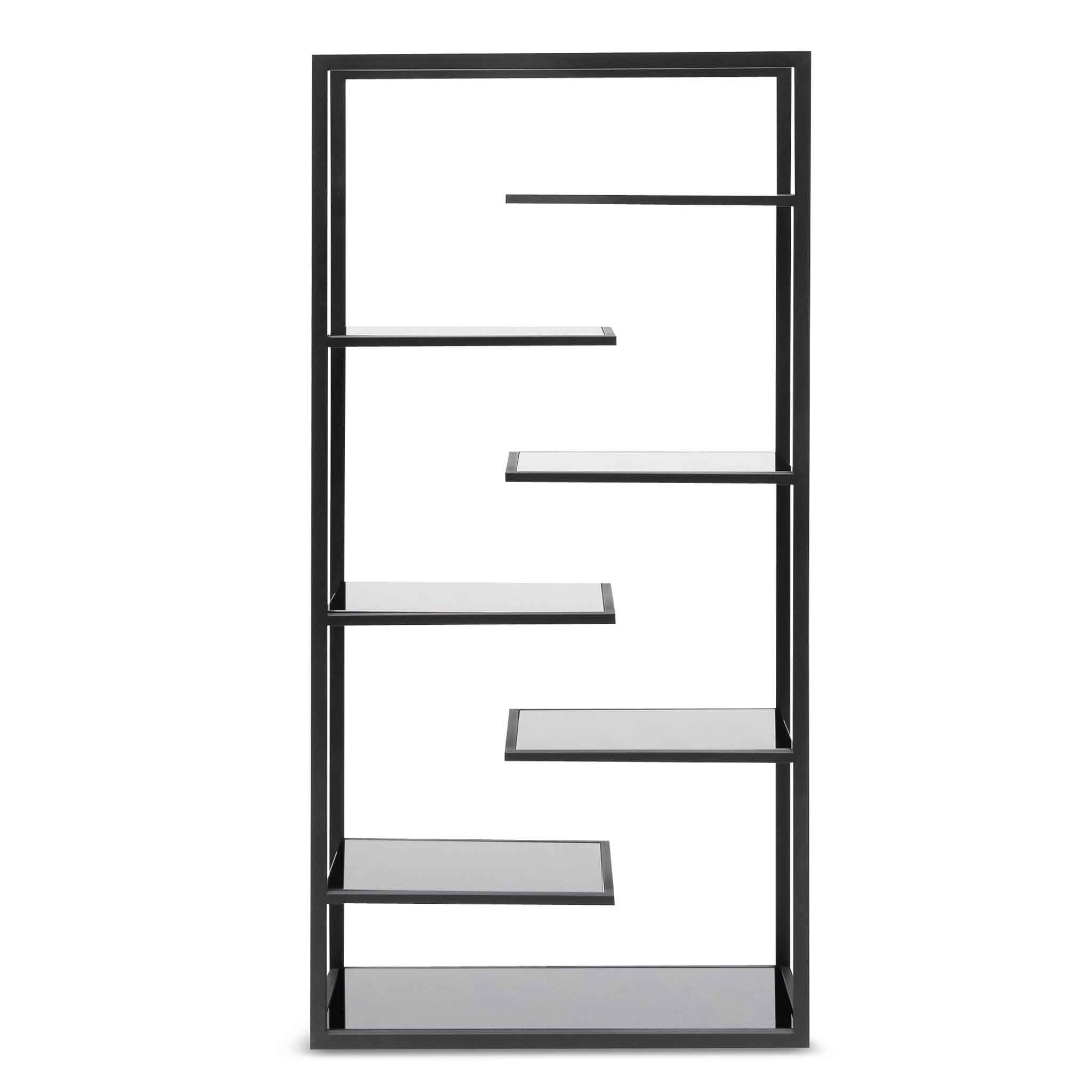 Cathleen 1.8m(H) Black Glass Shelving Unit - Black Frame DT6394-KS