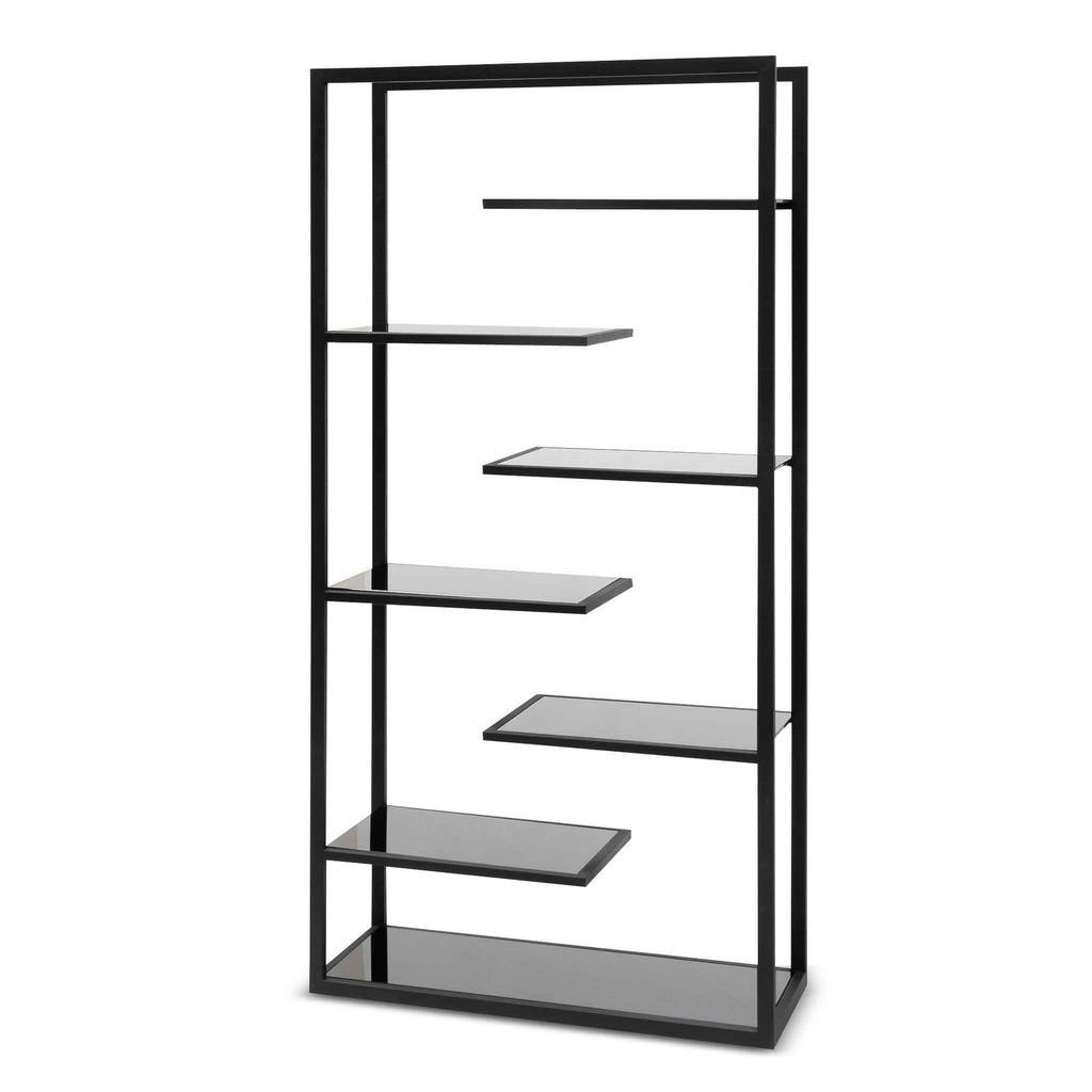 Cathleen 1.8m(H) Black Glass Shelving Unit - Black Frame DT6394-KS