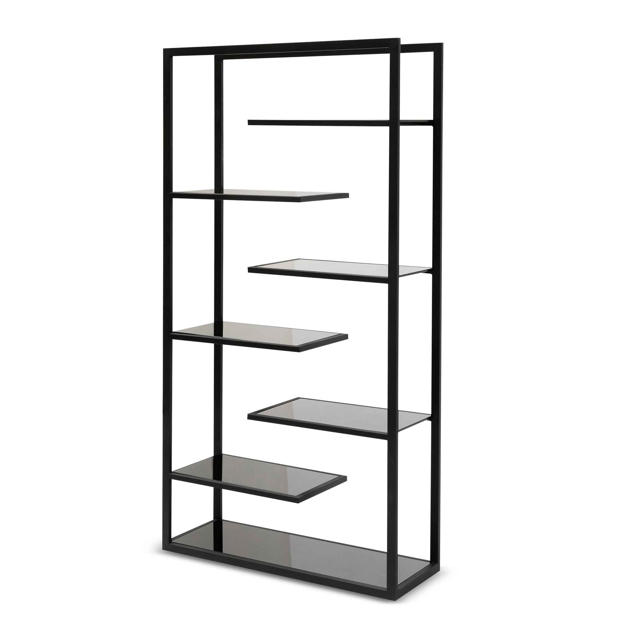 Cathleen 1.8m(H) Black Glass Shelving Unit - Black Frame DT6394-KS