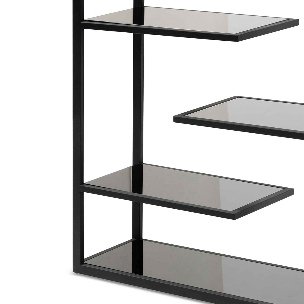 Cathleen 1.8m(H) Black Glass Shelving Unit - Black Frame DT6394-KS