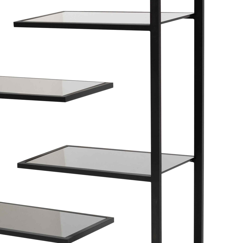 Cathleen 1.8m(H) Black Glass Shelving Unit - Black Frame DT6394-KS