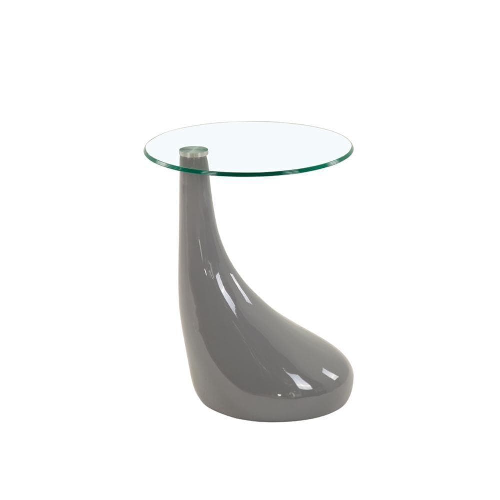 Clear Glass Side Table Grey Base